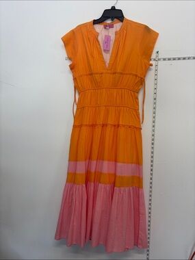 Simply Southern Orange and Pink Tiered Colorblock Dress